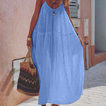 Zeagoo Women's Casual Thin Beach Dress Solid Color Loose Spaghetti Strap Swing Dress