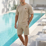 KZZ Men's summer casual fashion round neck short-sleeved short pants set