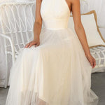 Fairy Vibes Tulle Gathered Detail Halter Maxi Dress