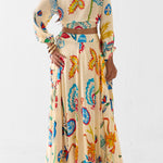 Vacation Tropical Floral Print Waist Tie Shirt & Maxi Skirt Boho Two Piece Set