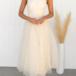 Fairy Vibes Tulle Gathered Detail Halter Maxi Dress