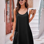 Zeagoo Spaghetti Strap Dress Casual V Neck Beach Dress (DE Only)