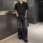 Metal Buckle Deconstructed Padded Shoulder Shirts