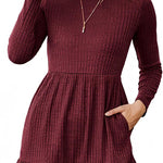 Zeagoo Women's Autumn Dress Long Sleeve Round Neck Knitted Dress