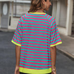 Zeagoo Women Striped T Shirts Oversized Short Sleeve Tops
