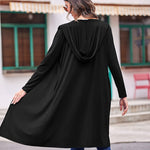 Hooded Long Cardigans Maxi Cardigan with Hood Open Front Lightweight Duster Coat with Pocket - Zeagoo (Us Only)