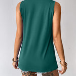 Zeagoo Tank Top Blouses Scooped Neck Pleated Front Shirts