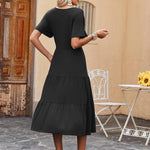 Zeagoo Midi Floral Flutter Short Sleeve Casual Dresses with Pockets