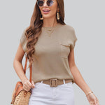 Zeagoo Sleeveless Cape Sleeve Knit Ribbed Tank Tops
