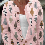 Charlotte™ | Cozy Cat Print Cardigan