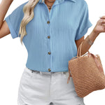 Zeagoo Short Sleeve Casual Roll-Up Cuffed Tops