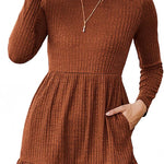 Zeagoo Women's Autumn Dress Long Sleeve Round Neck Knitted Dress