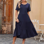 Zeagoo Midi Floral Flutter Short Sleeve Casual Dresses with Pockets