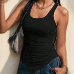 Zeagoo Ribbed Tank Tops 3 Pack Scoop Neck Ruched Shirts