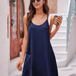 Zeagoo Spaghetti Strap Dress Casual V Neck Beach Dress (DE Only)
