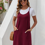 Zeagoo Spaghetti Strap Dress Casual V Neck Beach Dress (DE Only)