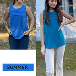 Zeagoo Tank Top Blouses Scooped Neck Pleated Front Shirts