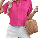 Zeagoo Short Sleeve Casual Roll-Up Cuffed Tops