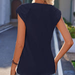 Zeagoo Square Neck Casual Cap Sleeve Shirt