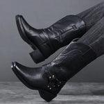 Men's Embossed Retro Ankle Boots