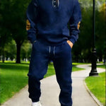 Men's Geometric Texture Hoodie & Jogger Set