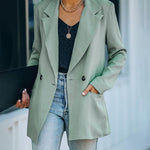 Zeagoo Double Breasted Button Down Office Work Wear Solid Blazer Jacket