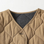 Quilted Crew Neck Loose Retro Jacket