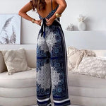 Stylish Printed Lace-Up Vest & Pants Two-Piece Set