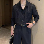 Retro Hollow Suit Collar Casual Shirt