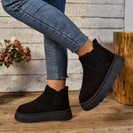 Women's Fuzzy Collar Slip-On Ankle Boots