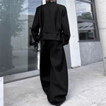 Deconstructed Button Belt-embellished Jacket Wide-leg Trousers Two-piece Suit