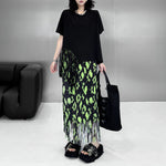 Heavy Tassel Round Neck Loose T-Shirt