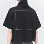 Women's Japanese Minimalist Zigzag Stitch Short Sleeve Shirt