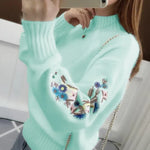 🔥Thick Cashmere-Like Knit Sweater with Floral Embroidery