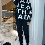 Women's Letter Print Hoodie & Trouser Set