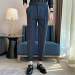 Slim-fit Paris Buckle High-waist Casual Trousers