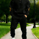 Men's Geometric Texture Hoodie & Jogger Set