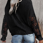 Zeagoo Long Sleeve Lace Cable Knit Sweater Open Front Cardigan Button Loose Shirts