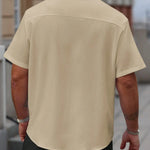 KZZ Plus Size Solid Color Short-Sleeve Button-Up Shirt