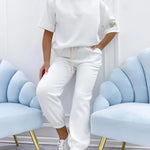 Women’s Cotton Linen Relaxed Top and Ankle Trousers Set