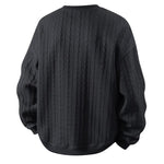 KZZ Men's Cable Knit Pattern Round Neck Sweatshirt
