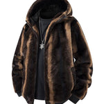 KZZ Men's Winter Fashion Fleece Jacket, Trendy Leopard Print Double-Sided Warm Coat