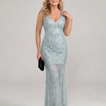 Sirea | Sequin Sleeveless Sheer Panel Midi Dress
