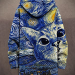 Eliana Starry Cats Art Hooded Jacket