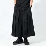 Japanese High Waist Asymmetric Cropped Wide Leg Skirt-pants