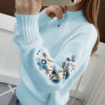 🔥Thick Cashmere-Like Knit Sweater with Floral Embroidery