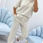 Women’s Cotton Linen Relaxed Top and Ankle Trousers Set
