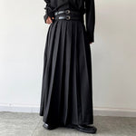Pleated Double Belt Skirt Hakama Pants