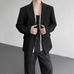 Fake Two-piece Metal Button Shoulder Pad Blazer