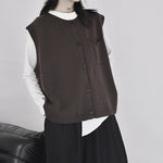 Crew Neck Knitted Loose Sleeveless Vest